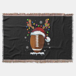 Christmas Football Ball Lights Funny Boys Men Spor Throw Blanket