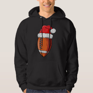 Christmas Football Ball Santa Hat Funny Sports Xma Hoodie