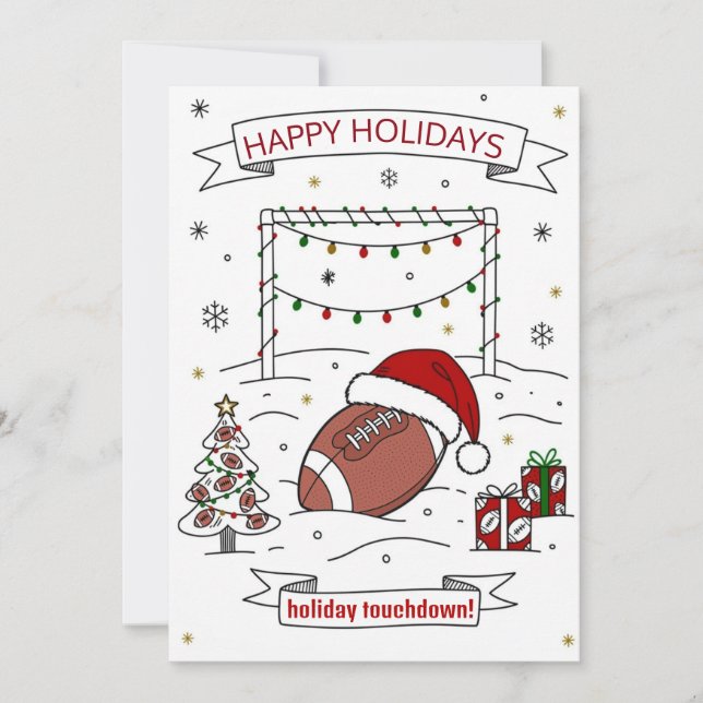 Christmas football Ball Santa Hat Greeting Cards (Front)