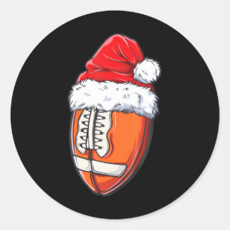 Christmas Football Ball Santa Hat Xmas Boys Men Classic Round Sticker