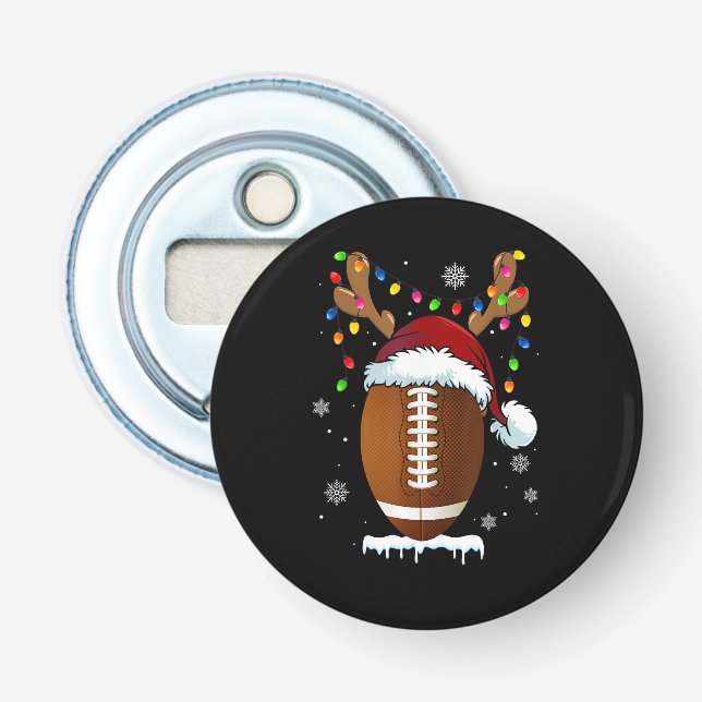 Christmas Football Ball Santa Lights Funny Boys Me Bottle Opener (Front)