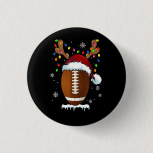 Christmas Football Ball Santa Lights Funny Boys Me Button