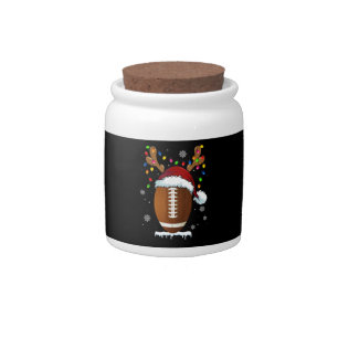 Christmas Football Ball Santa Lights Funny Boys Me Candy Jar