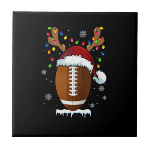 Christmas Football Ball Santa Lights Funny Boys Me Ceramic Tile