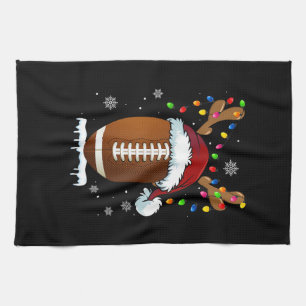 Christmas Football Ball Santa Lights Funny Boys Me Kitchen Towel