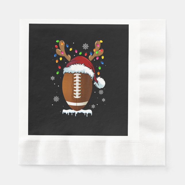 Christmas Football Ball Santa Lights Funny Boys Me Napkins (Front)