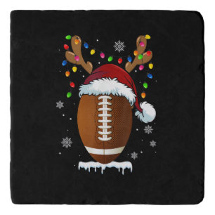 Christmas Football Ball Santa Lights Funny Boys Me Trivet