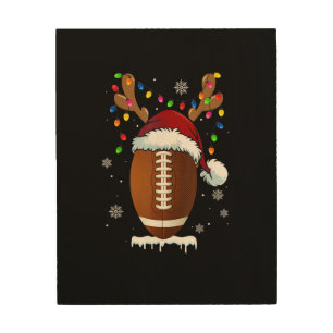 Christmas Football Ball Santa Lights Funny Boys Me Wood Wall Art