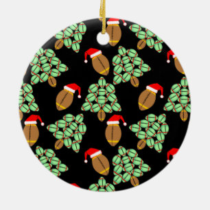 Christmas Football Ceramic Ornament
