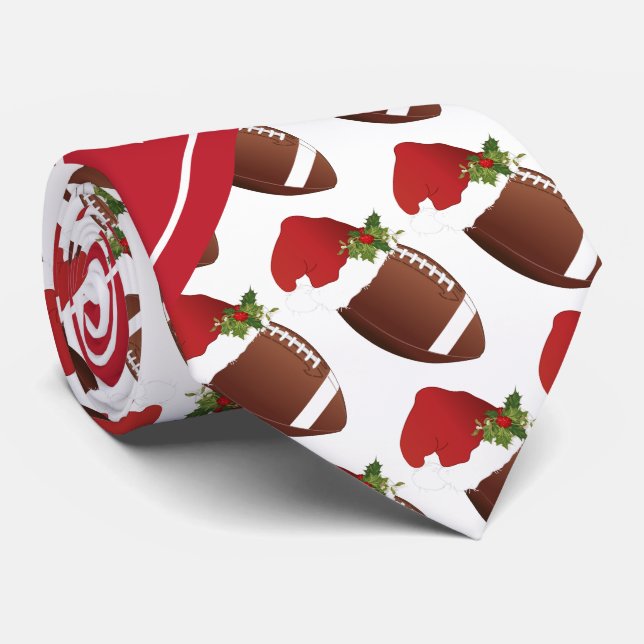 Christmas Football Design Neck Tie (Rolled)