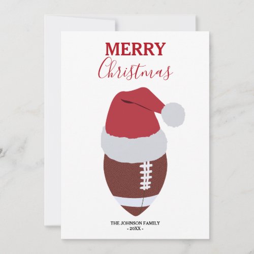 Christmas Football Gridiron Ball Custom Name Holiday Card