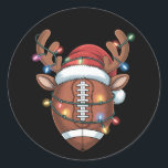 Christmas Football Lover Santa Hat Sports Xmas  Classic Round Sticker<br><div class="desc">Christmas Football Lover Santa Hat Sports Xmas Football Lovers Football Team</div>