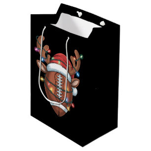 Christmas Football Lover Santa Hat Sports Xmas Medium Gift Bag