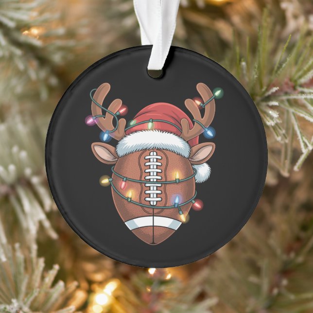 Christmas Football Lover Santa Hat Sports Xmas  Ornament (Tree)