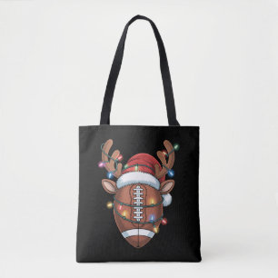 Christmas Football Lover Santa Hat Sports Xmas  Tote Bag