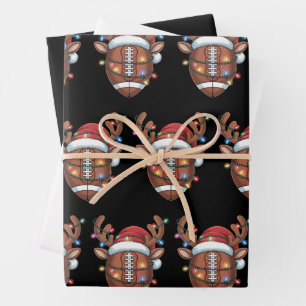Christmas Football Lover Santa Hat Sports Xmas Wrapping Paper Sheets
