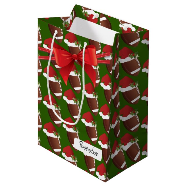 Christmas Football Pattern Medium Gift Bag (Front Angled)