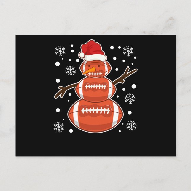Christmas football player fan snowman ball postcard (Front)