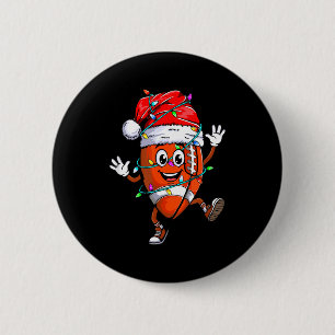 Christmas Football Player Fun Santa Sports Gift Me Button
