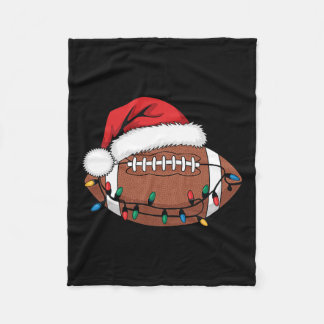 Christmas Football Player Xmas Lights Santa Sports Fleece Blanket