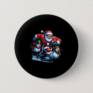 Christmas Football Santa Playing Football Button