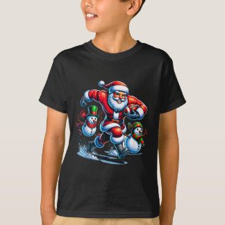 Christmas football santa playing football design T-Shirt