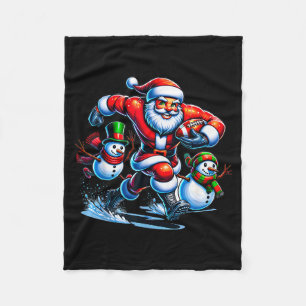 Christmas Football Santa Playing Football Fleece Blanket
