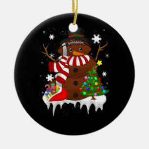Christmas Football Snowman Football Lover Merry Xm Ceramic Ornament