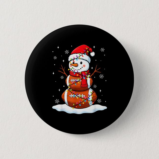 Christmas Football Snowman Kids Football Christmas Button (Front)