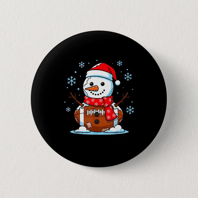 Christmas Football Snowman Kids Football Christmas Button (Front)