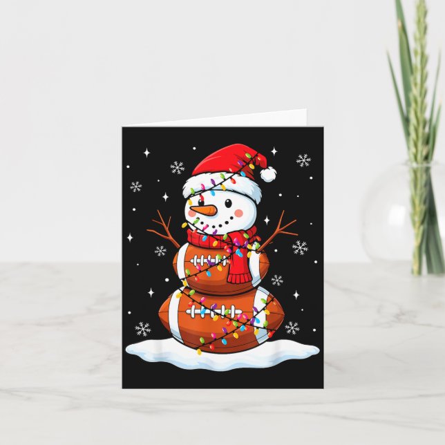Christmas Football Snowman Kids Football Christmas Card (Front)