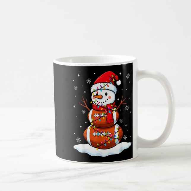Christmas Football Snowman Kids Football Christmas Coffee Mug (Right)