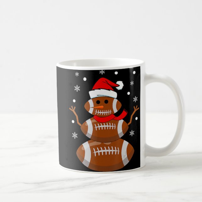 Christmas Football Snowman Kids Football Christmas Coffee Mug (Right)