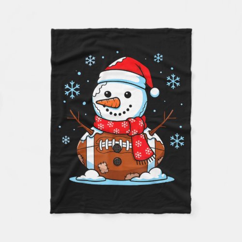 Christmas Football Snowman Kids Football Christmas Fleece Blanket