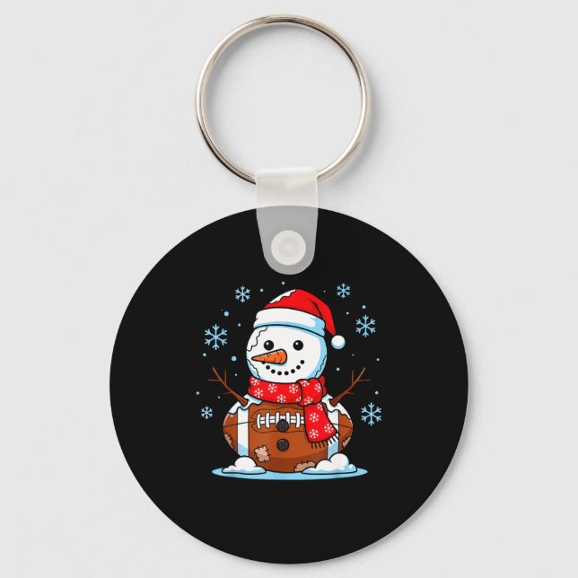 Christmas Football Snowman Kids Football Christmas Keychain (Front)