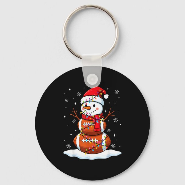 Christmas Football Snowman Kids Football Christmas Keychain (Front)