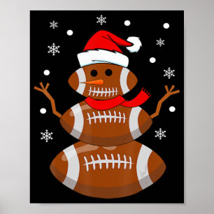 Christmas Football Snowman Kids Football Christmas Poster