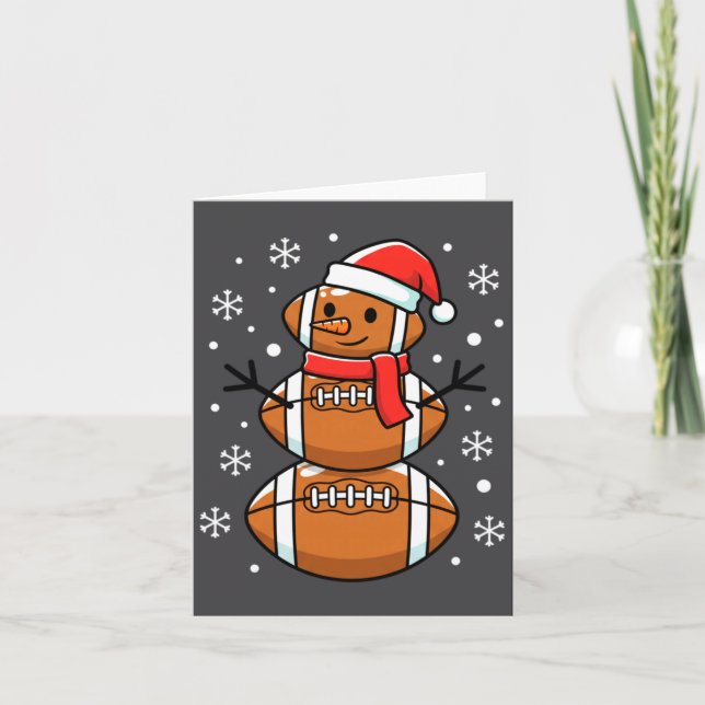 Christmas Football Snowman Santa Hat Funny Xmas Fo Card (Front)