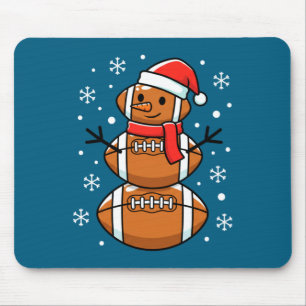 Christmas Football Snowman Santa Hat Funny Xmas Fo Mouse Pad