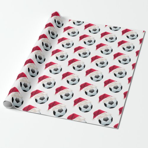 Christmas Football Soccer Funny Santa Holiday Wrapping Paper