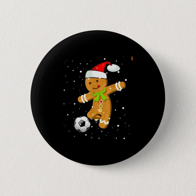 Christmas Football Soccer Gingerbread Player  Button (Front)