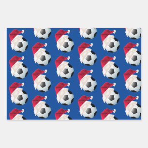 Christmas Football Soccer Sports Santa Holiday Set Wrapping Paper Sheets