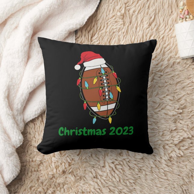 Christmas Football Stocking Cap With Light String Throw Pillow (Blanket)