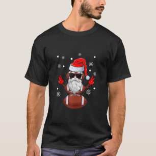 Christmas Football Team Player Santa Hat Funny Xma T-Shirt