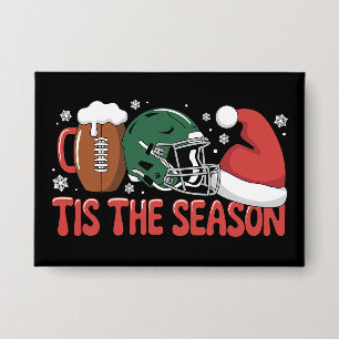 Christmas Football Tis the Season Sports Holiday Button