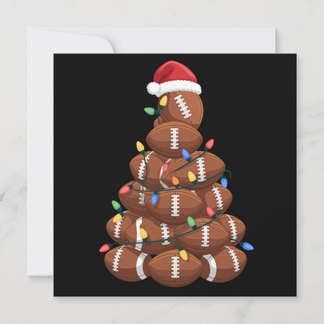 Christmas Football Tree Santa Hat Sports Team Xmas Holiday Card (Front)