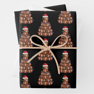 Christmas Football Tree Santa Hat Sports Team Xmas Wrapping Paper Sheets