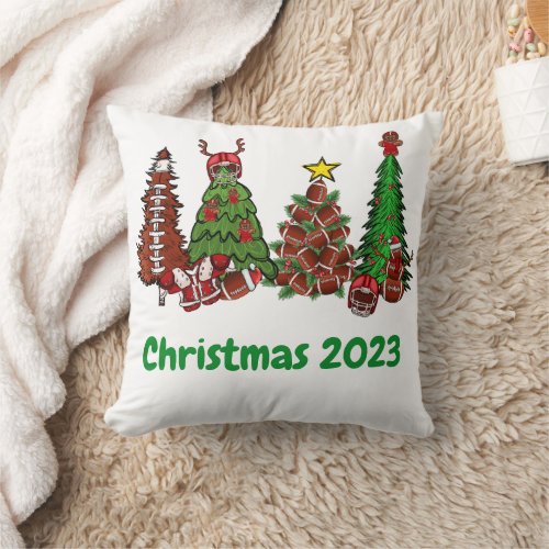 Christmas Football Trees Gingerbread Named Throw Pillow