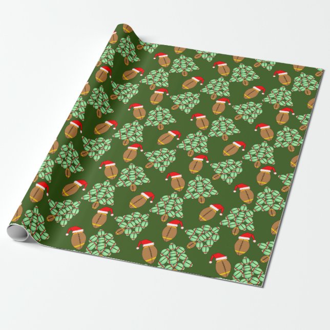Christmas Football Wrapping Paper (Unrolled)