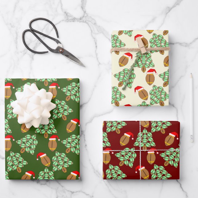 Christmas Football Wrapping Paper Sheets (Front)